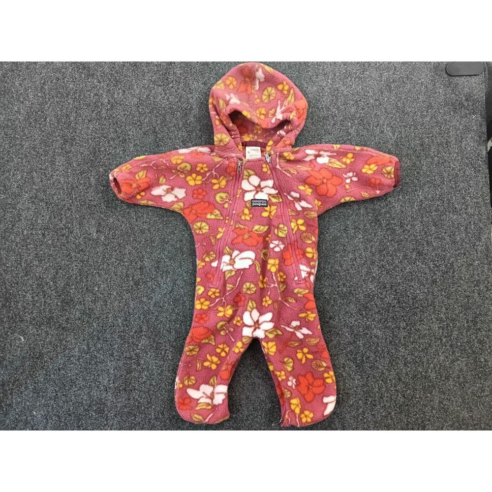 Patagonia Baby Floral Fleece Bunting Suit Footed Dual Zip Pink 3M